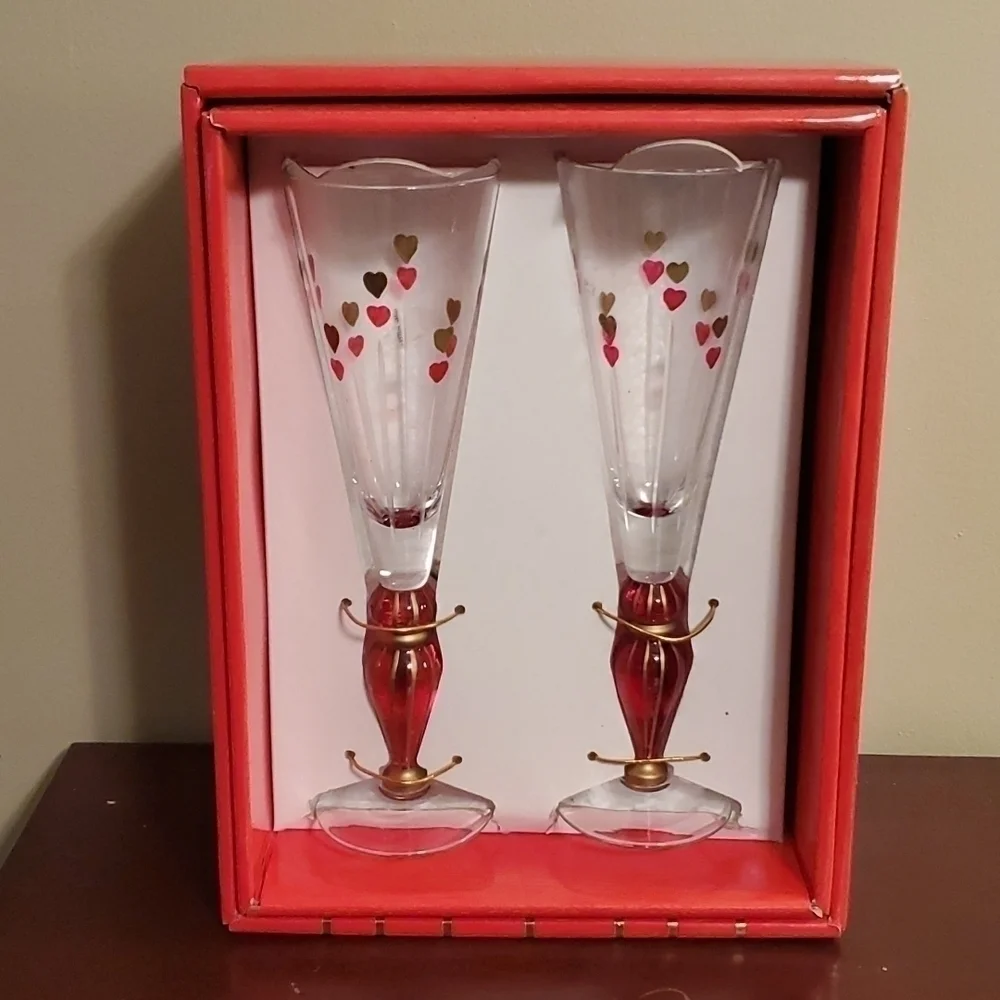 Mo Mo Panache Valentine's Day Champagne Stems Boxed Set NWOT